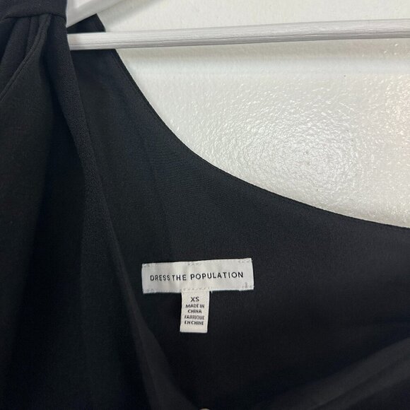 DRESS THE POPULATION Tiffany One-Shoulder Jumpsuit in Black Size X-Small - Picture 8 of 14